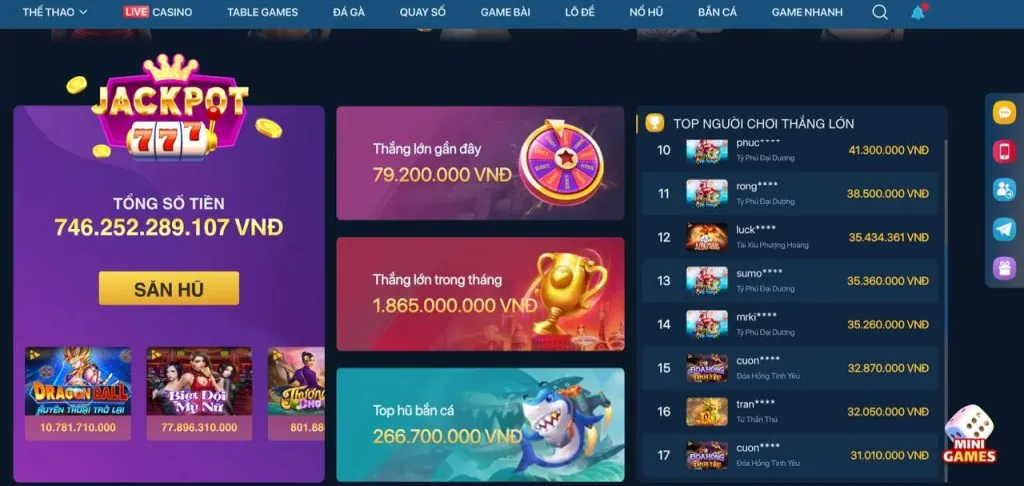 Các loại mã quà tặng 77 Ball
